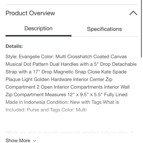 Kate Spade Musical Dot Laurel Way Medium Evangeli - Picture 10 of 10